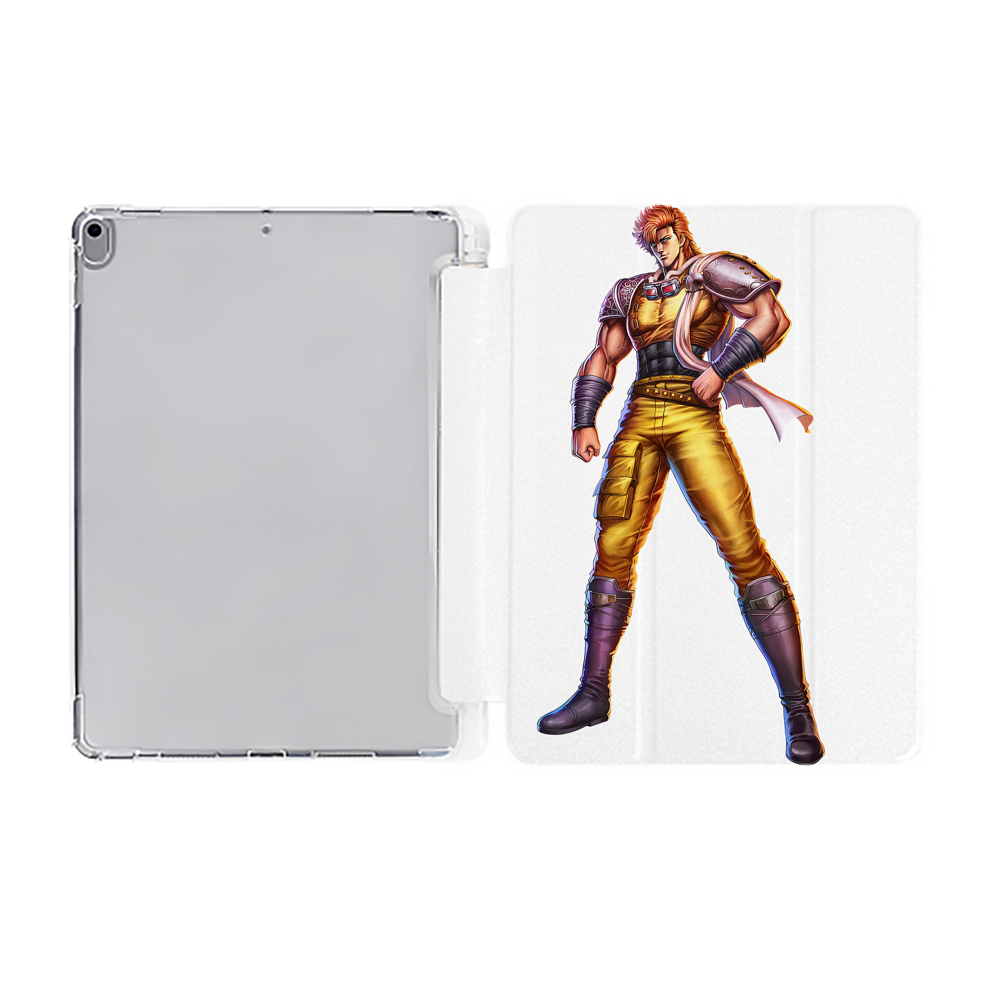 （画像用） 北斗の拳 Fist of the North Star IPad ケース ペン収納付き 三つ折りスタンド PUレザー×シリコン 対応機種9.5/10.5/10.9インチ